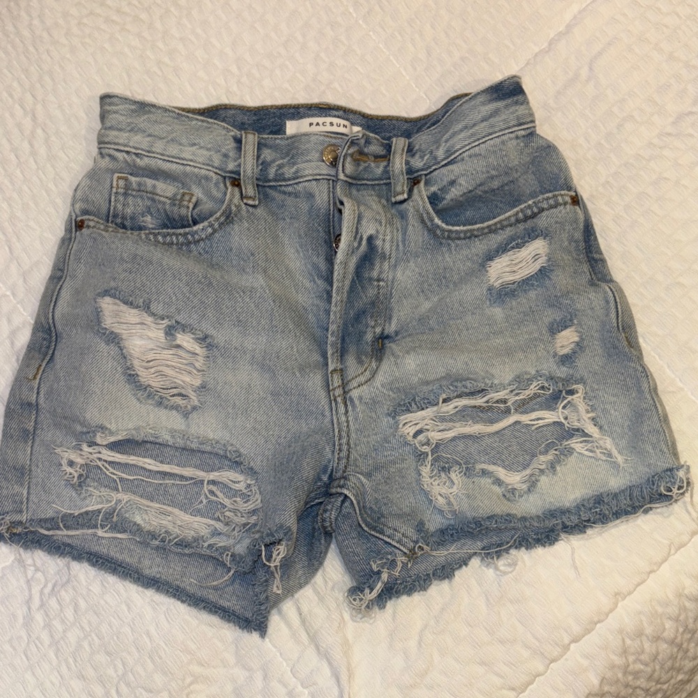 PacSun Light Blue Distressed Denim Cutoff Shorts